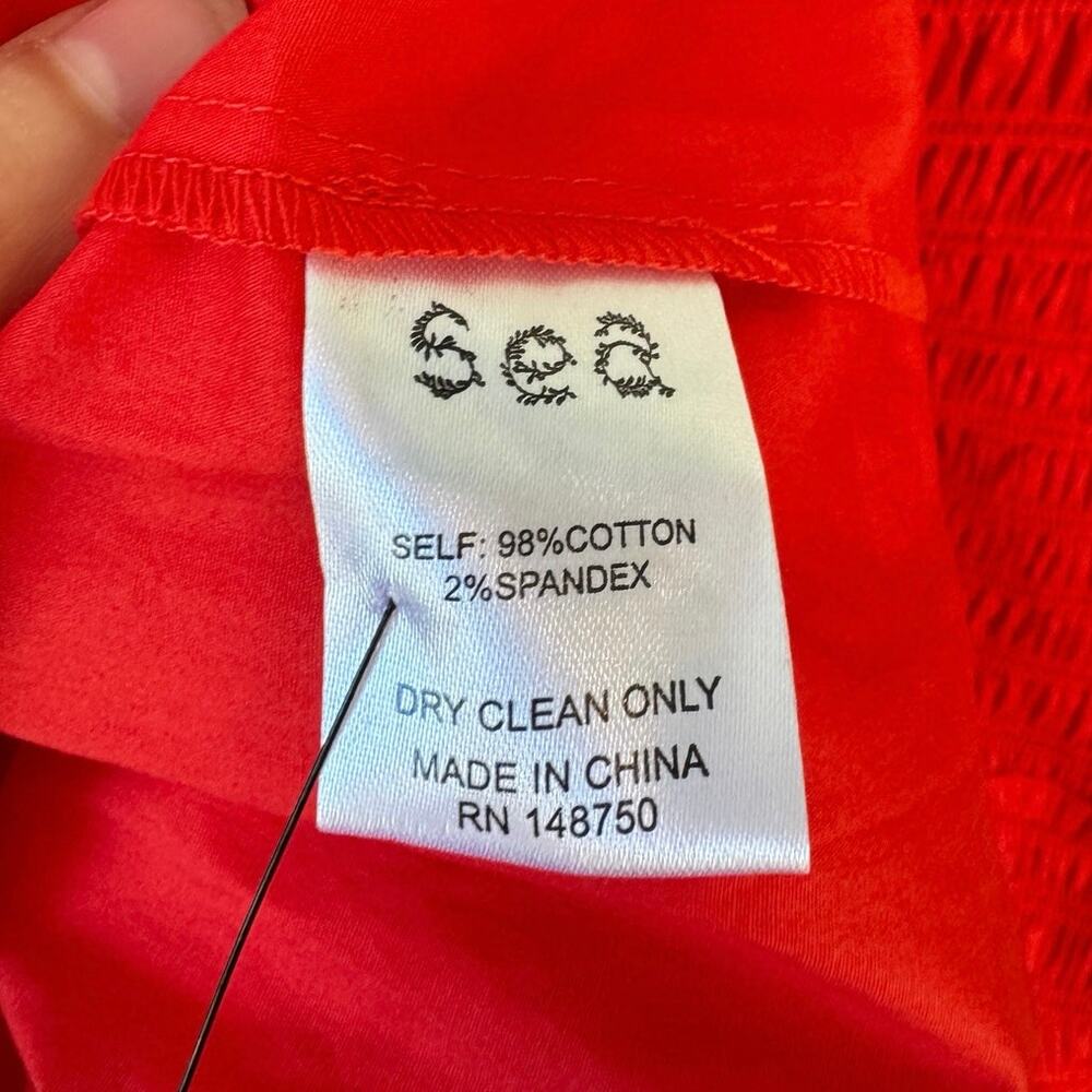 SEA NY NWT Scarlet Gaia Solid Cotton Longsleeve Mini Dress Sz 12 Valentine’s Day - Picture 11 of 14